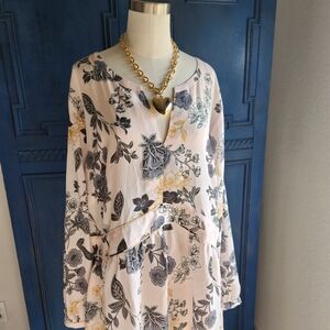 LOFT PLUS Floral Long Sleeve Shirt Size 22